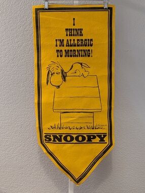 Vintage Peanuts Snoopy Yellow Felt Banner 1971